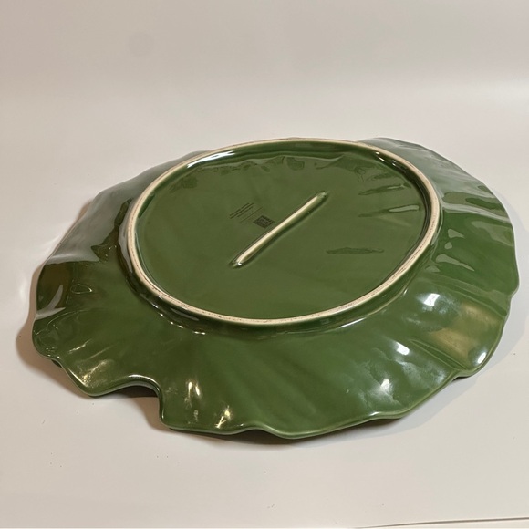 Roscher Leaf Collection Large Green Stoneware Serving Platter - Picture 6 of 11